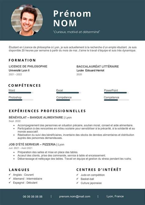 Faire un CV détudiant gratuite